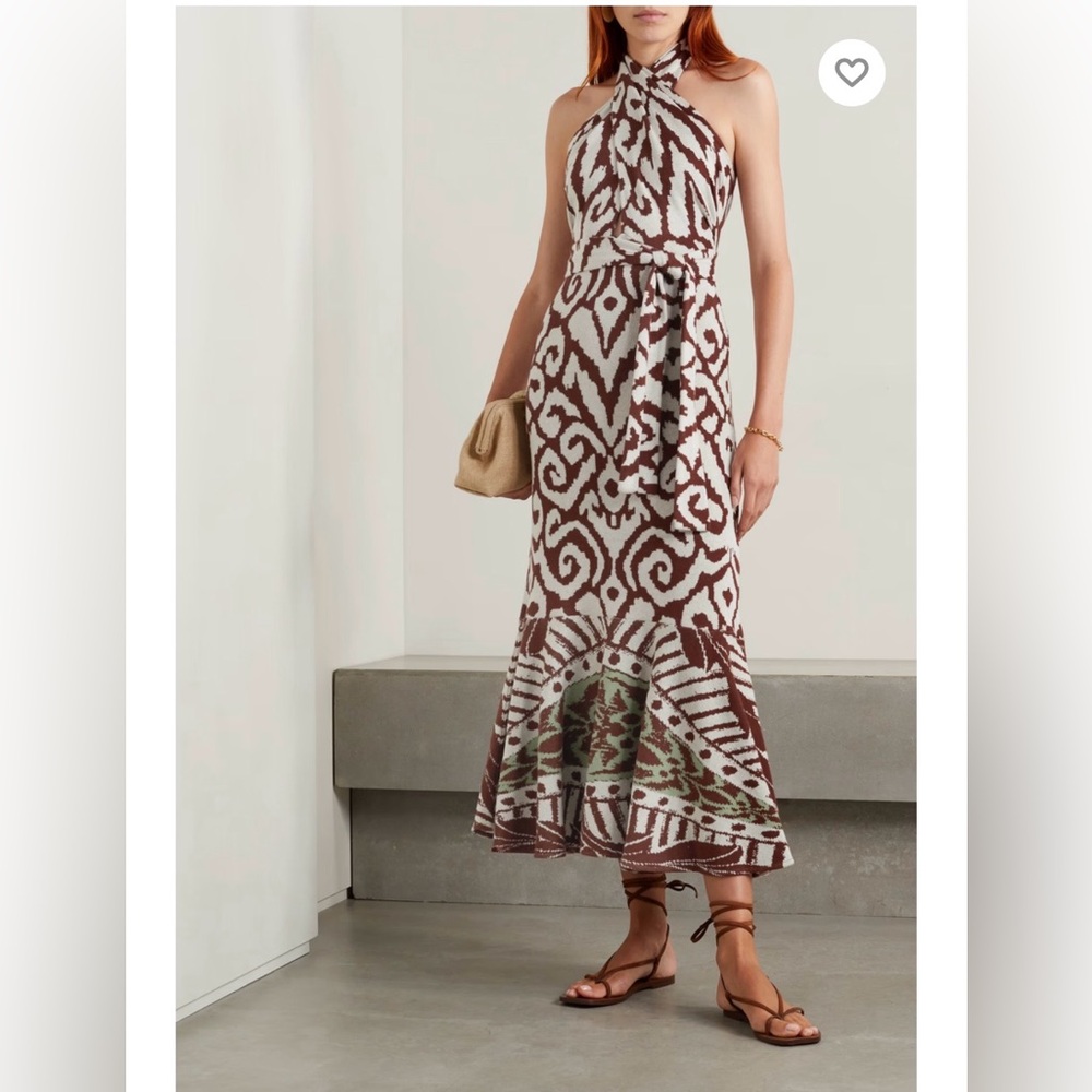 Johanna Ortiz Antique Dialogue Jacquard Knit Pima Cotton Halterneck Midi Dress